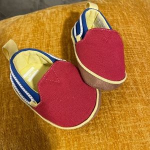 TOMS baby/crib shoes -red, yellow, & blue - size 2